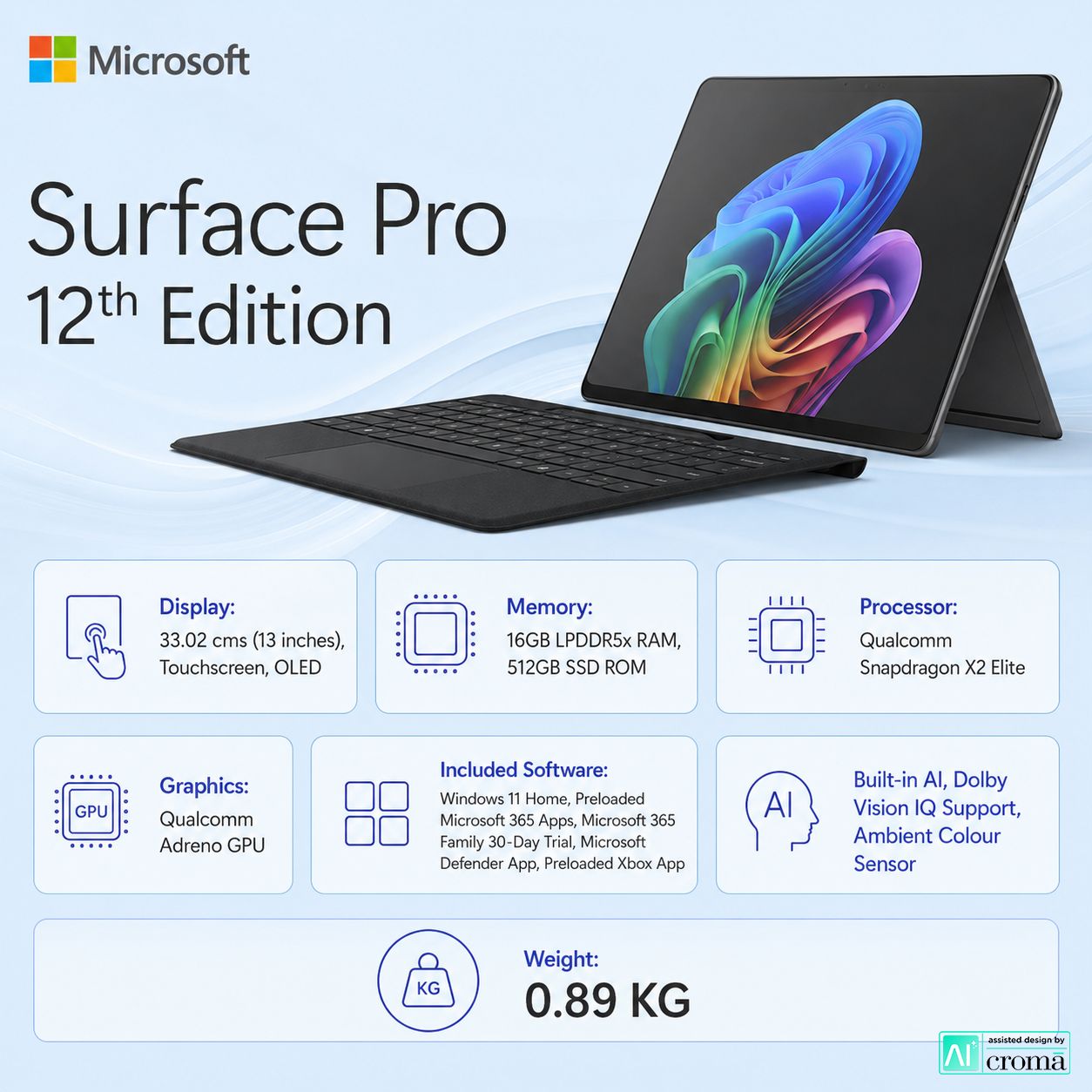 Buy Microsoft Surface Pro 12th Edition Qualcomm Snapdragon X2